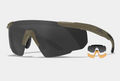 WILEY X SABER ADVANCED SMOKE/CLEAR/RUST LENSES - TAN FRAME