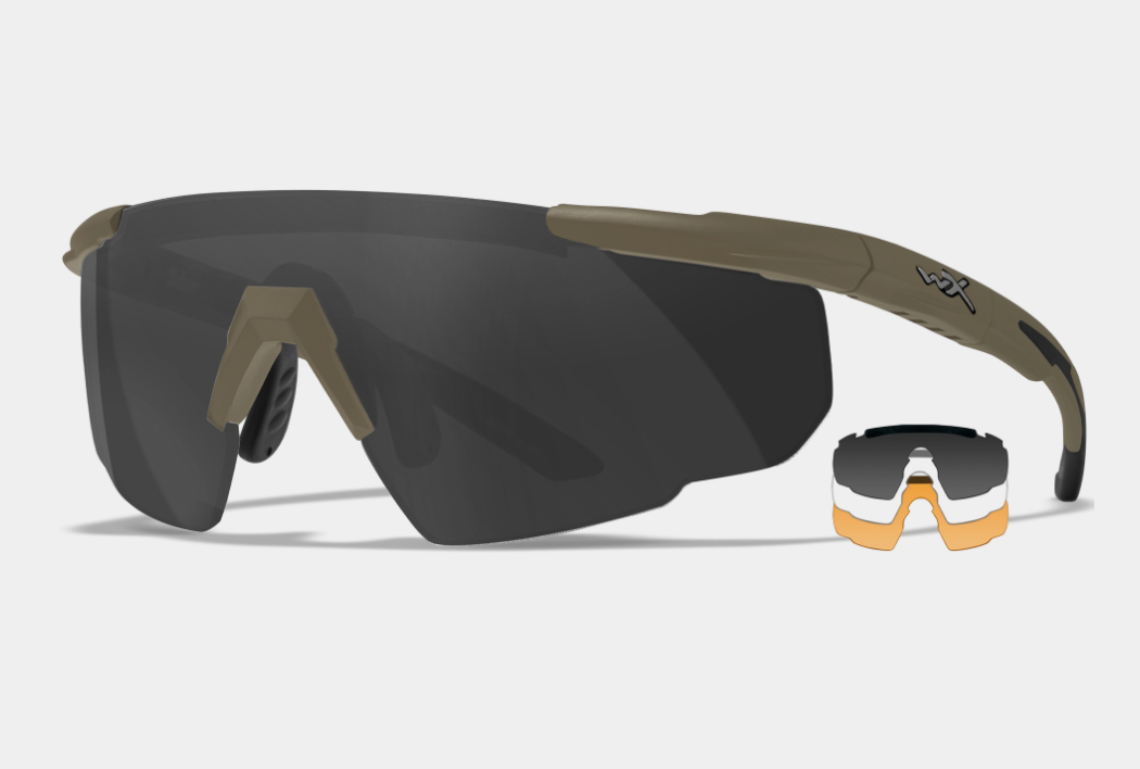 WILEY X SABER ADVANCED SMOKE/CLEAR/RUST LENSES - TAN FRAME